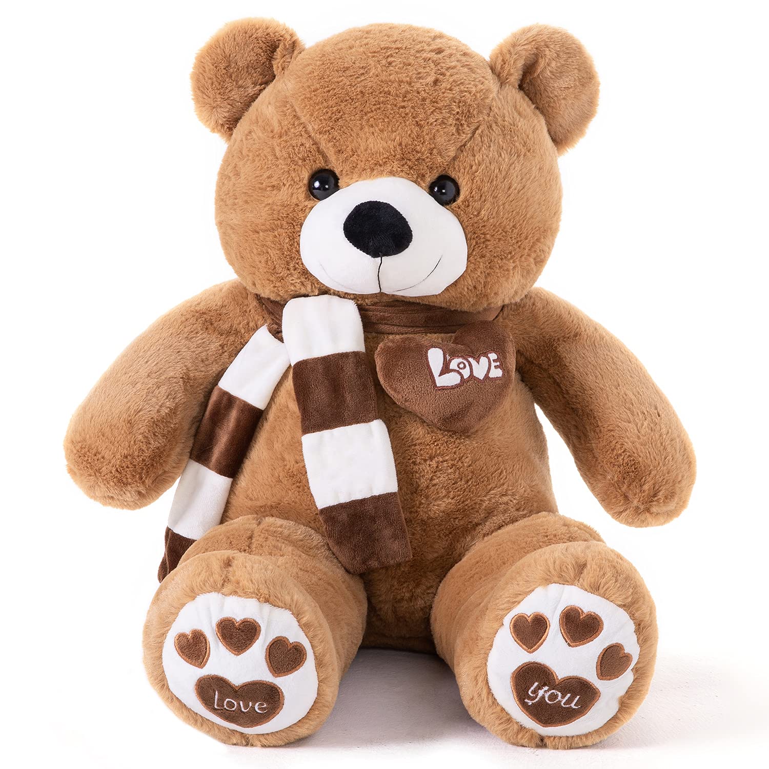 100cm Giant Teddy Bear Plush with Heart – Dark Brown, Soft Stuffed Toy Gift