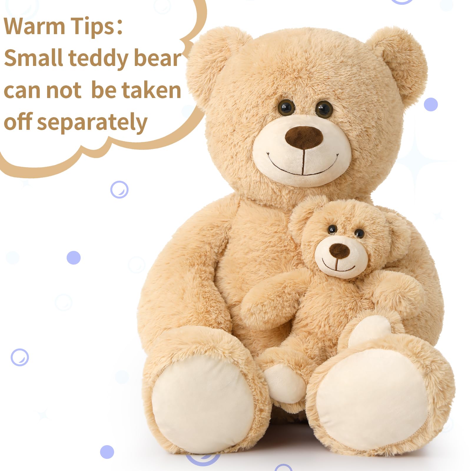 100cm Giant Teddy Bear with Baby Plush – Light Brown, Soft Cuddly Stuffed Toy Gift