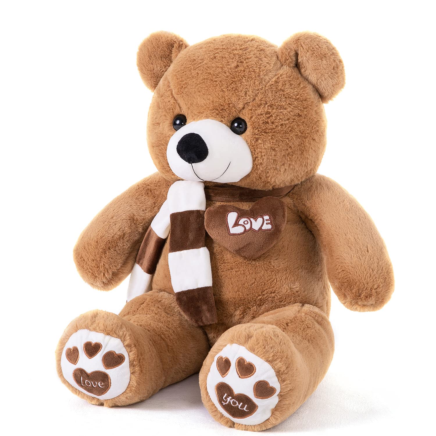 100cm Giant Teddy Bear Plush with Heart – Dark Brown, Soft Stuffed Toy Gift