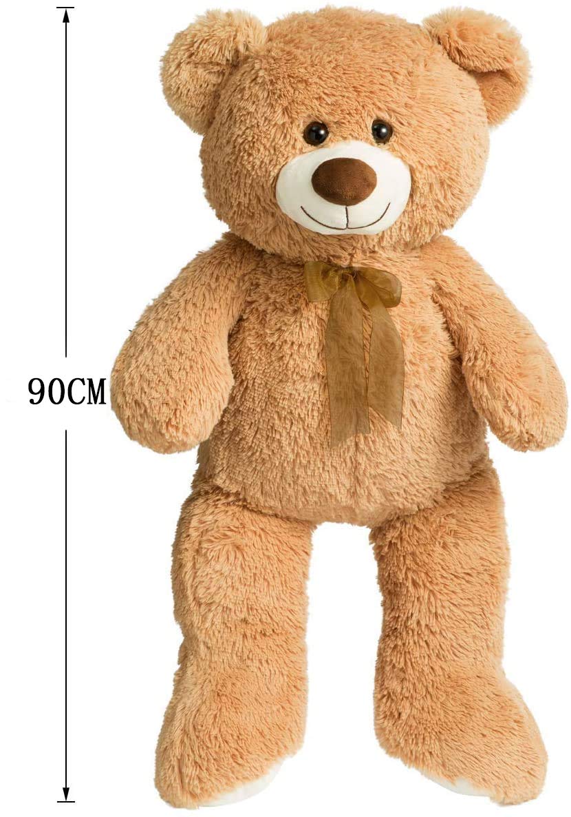 90cm Giant Teddy Bear Plush – Tan, Soft Stuffed Animal Toy Gift