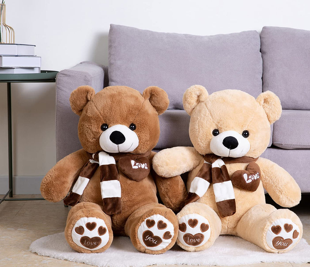 100cm Giant Teddy Bear Plush with Heart – Dark Brown, Soft Stuffed Toy Gift