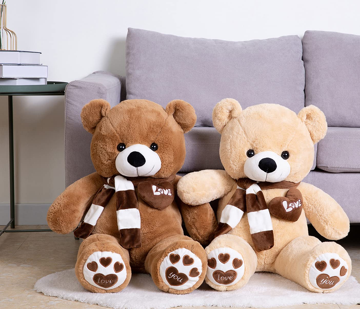 100cm Giant Teddy Bear Plush with Heart – Dark Brown, Soft Stuffed Toy Gift