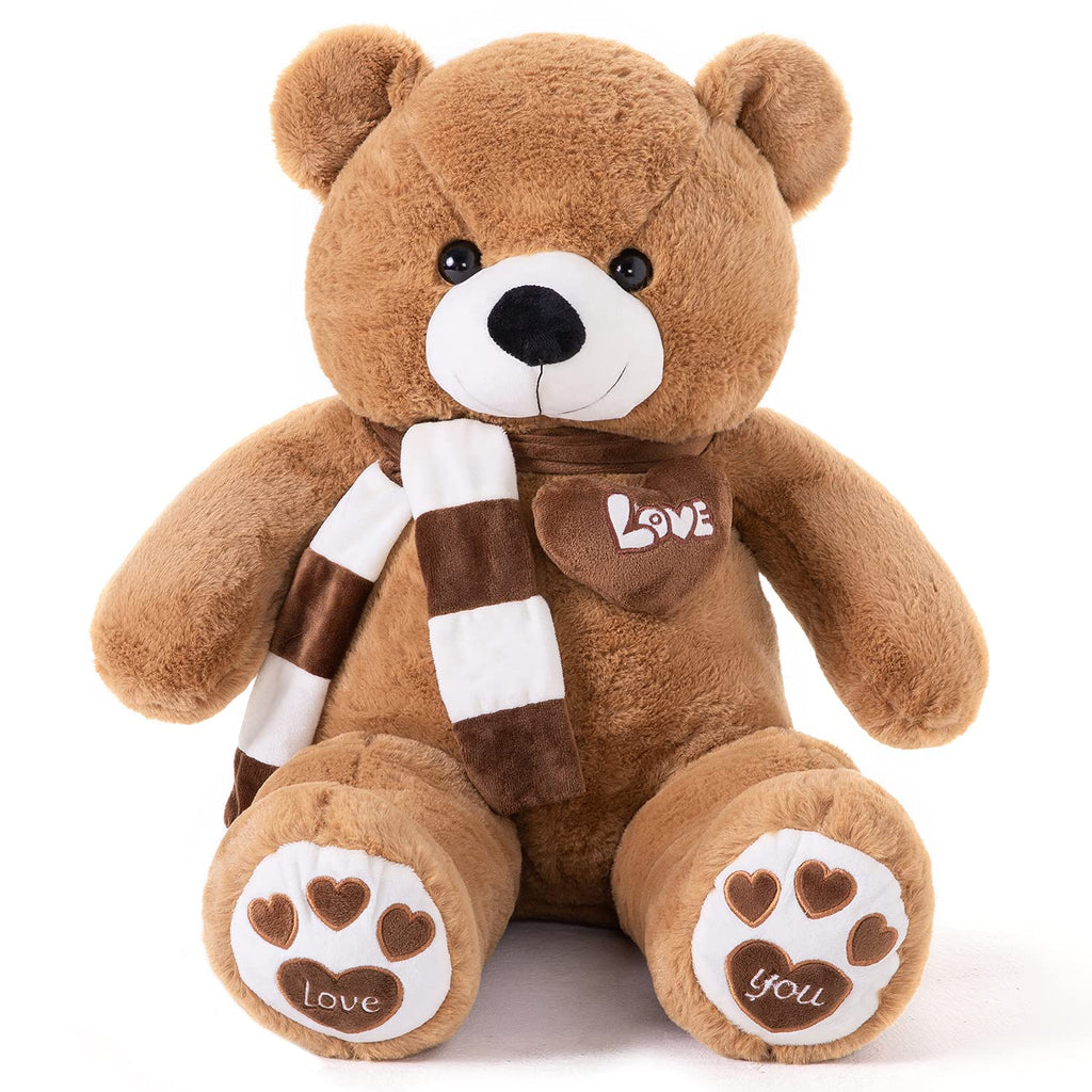 100cm Giant Teddy Bear Plush with Heart – Dark Brown, Soft Stuffed Toy Gift