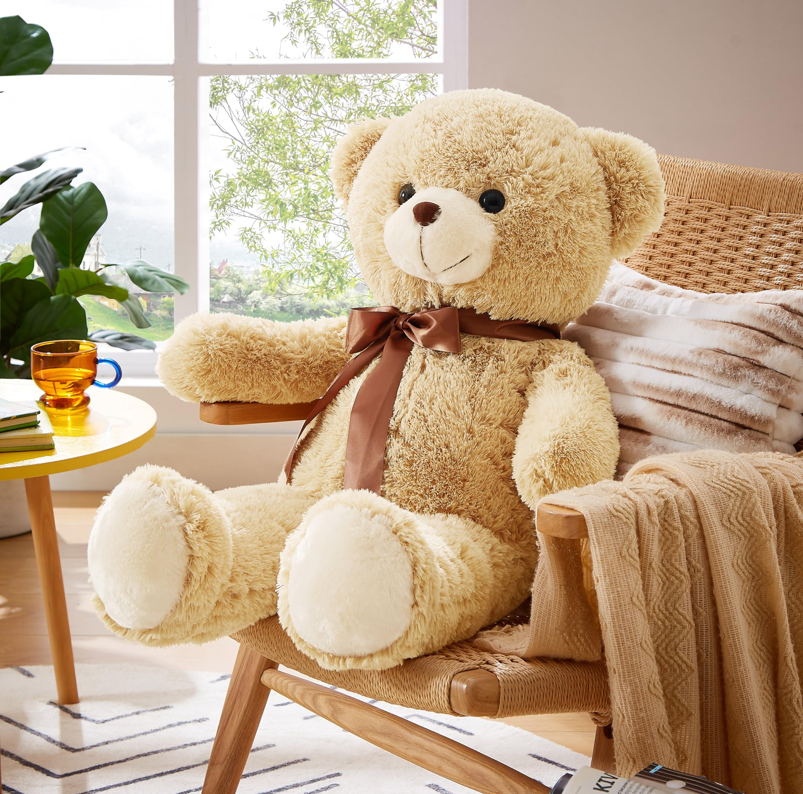 90cm Giant Teddy Bear Plush – Light Brown, Soft Stuffed Animal Toy Gift
