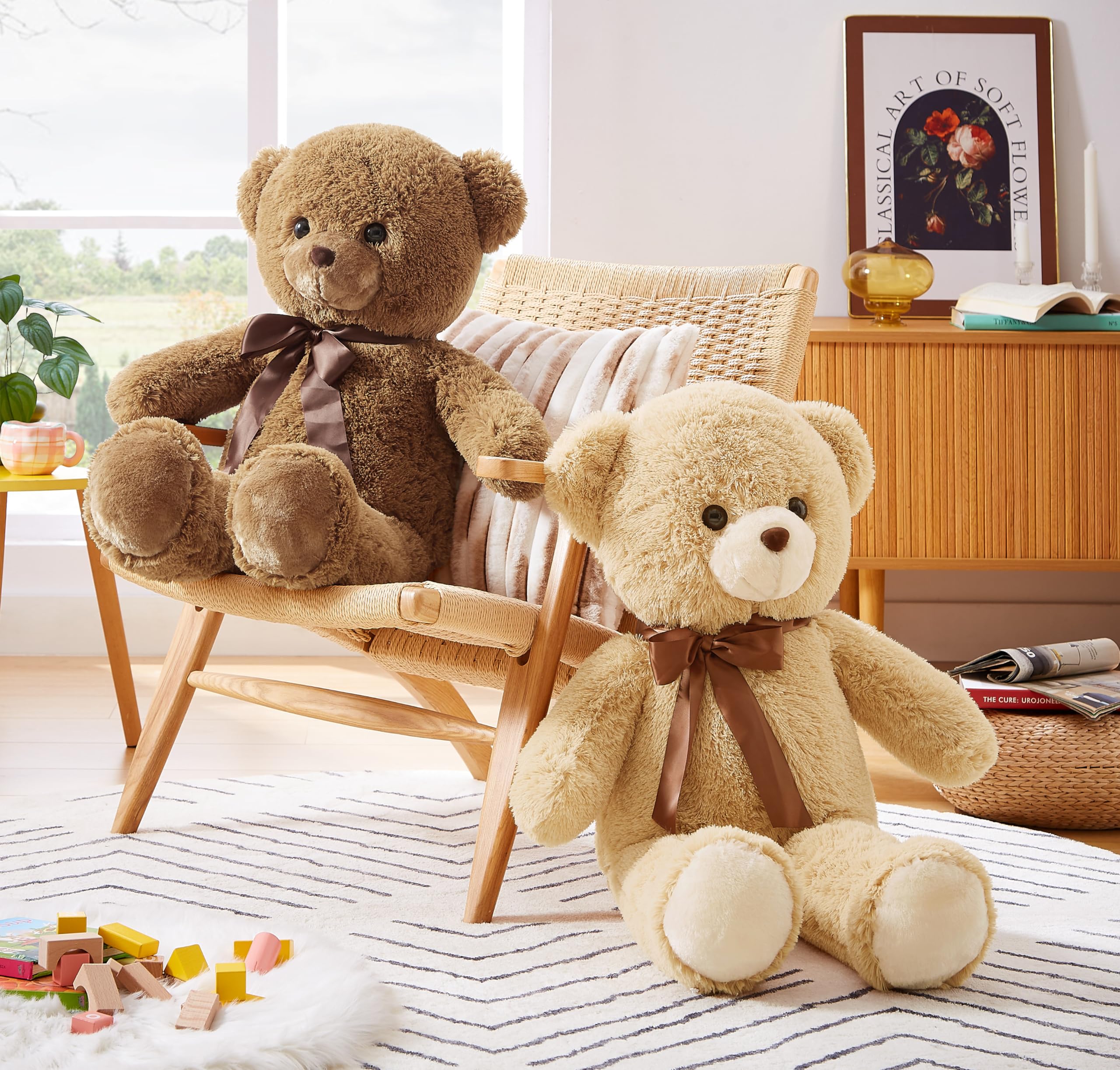 90cm Giant Teddy Bear Plush – Light Brown, Soft Stuffed Animal Toy Gift